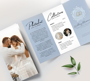 z-fold custom folded leaflets on table